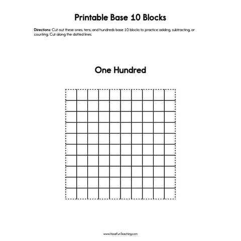 Base 10 Blocks Worksheet 3