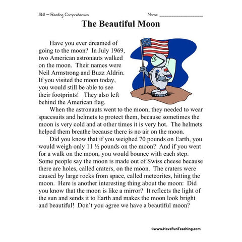 Beautiful Moon Worksheet