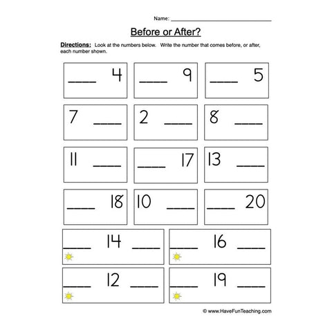 Before After Worksheet 2