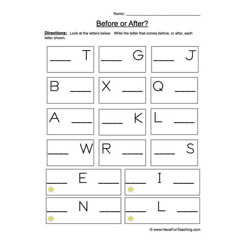 Before After Worksheet 3