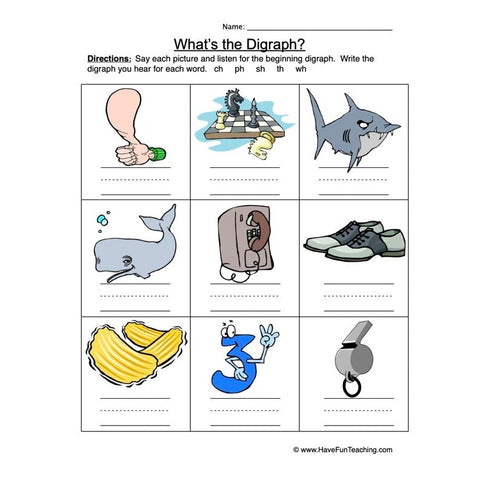 Beginning Digraphs Worksheet