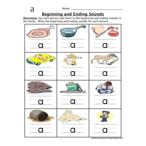 Beginning Ending Sounds a Worksheet