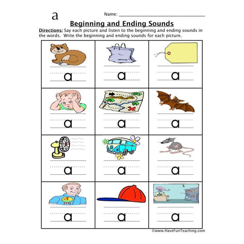 Beginning Ending Sounds a Worksheet 2