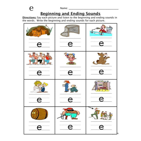 Beginning Ending Sounds E Worksheet