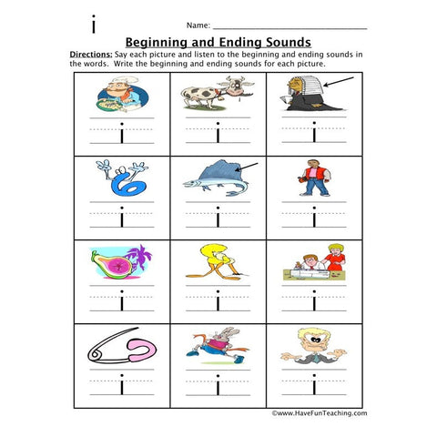 Beginning Ending Sounds I Worksheet