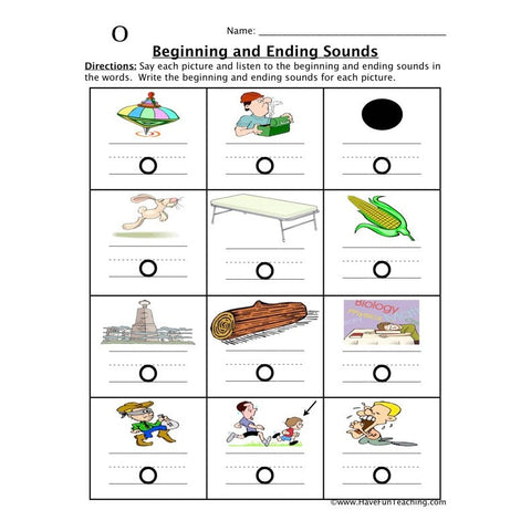 Beginning Ending Sounds O Worksheet