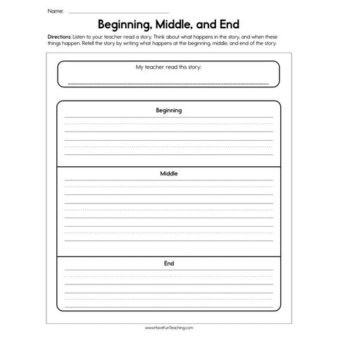 Beginning Middle and End Worksheet