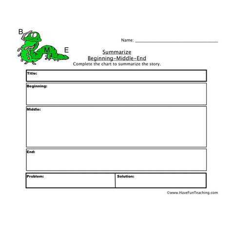 Beginning Middle End Worksheet