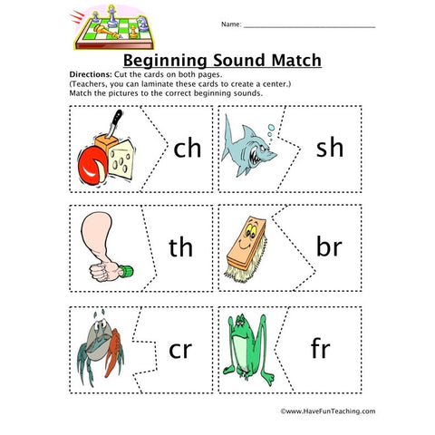 Beginning Sound Matching Worksheet