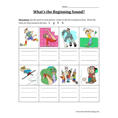Beginning Sound Worksheet