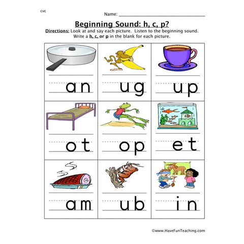 Beginning Sound H C P Worksheet