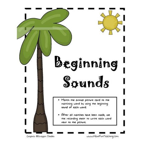 Beginning Sounds Animals Worksheet
