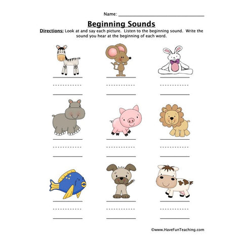 Beginning Sounds Worksheet