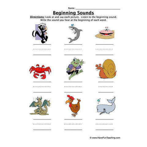 Beginning Sounds Worksheet 3