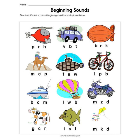 Beginning Sounds Worksheet 5