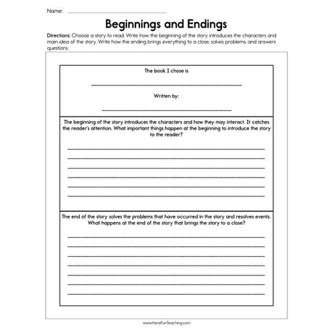 Beginnings and Endings Worksheet