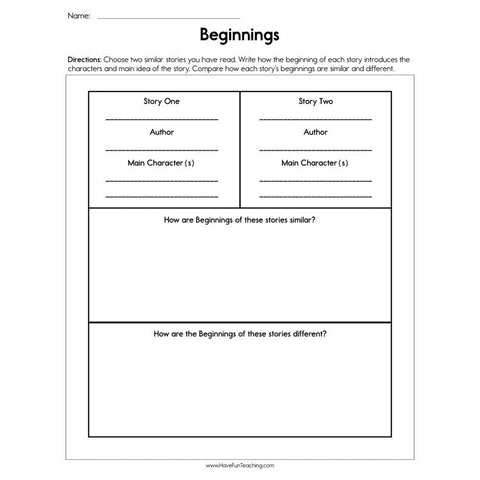 Beginnings Worksheet