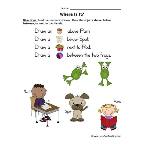 Between Below Above Next to Worksheet 2