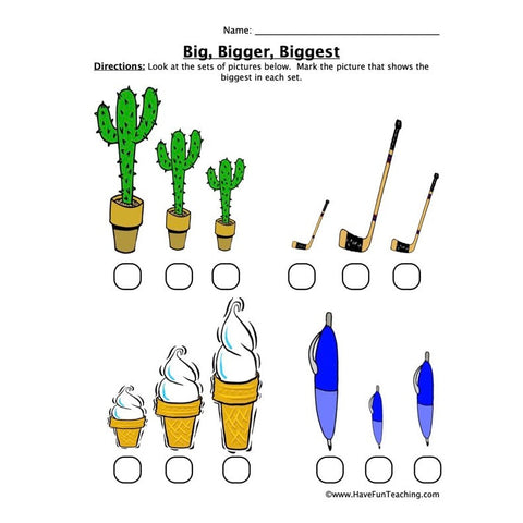Big Bigger Biggest Worksheet