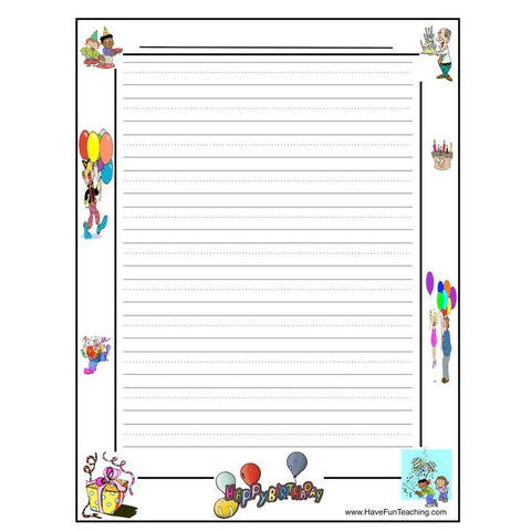 Birthday Writing Paper Worksheet