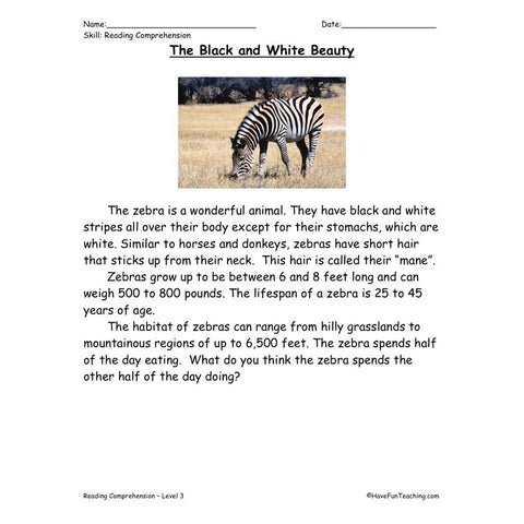Black and White Beauty Worksheet