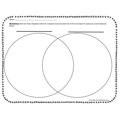 Blank Venn Diagram Compare Contrast Graphic Organizer