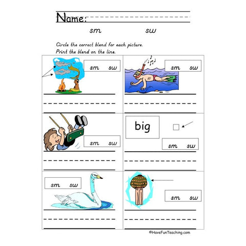 Blends Sm Sw Worksheet