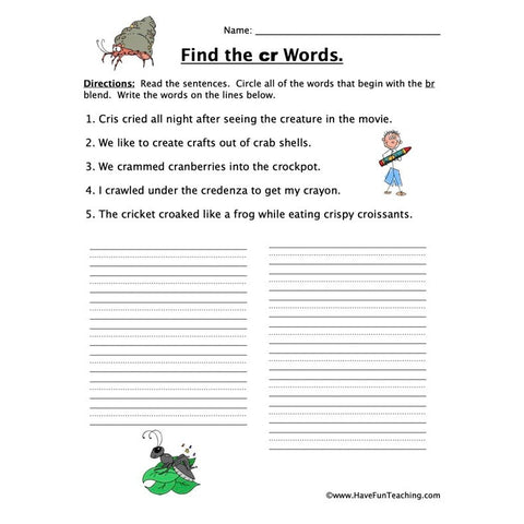 Blends Cr Worksheet