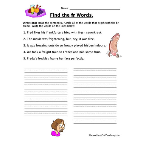 Blends Fr Worksheet