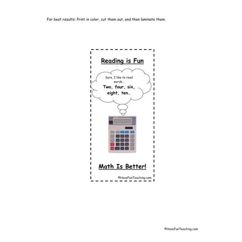 School Subjects Bookmark