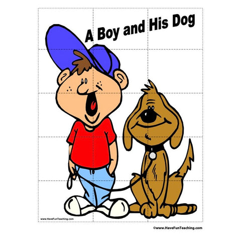 Boy and Dog Puzzle Worksheet