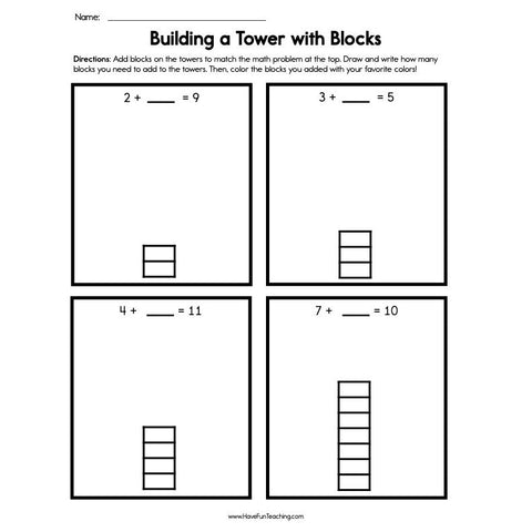 Building a Tower with Blocks Worksheet