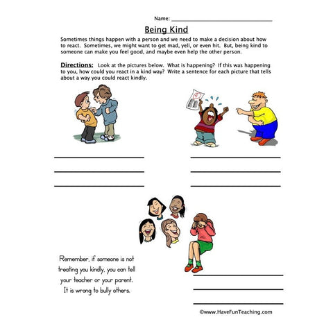Bullying Worksheet