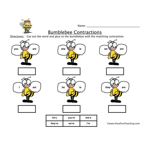 Bumblebee Contractions Worksheet