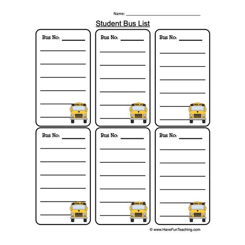 Bus List Worksheet