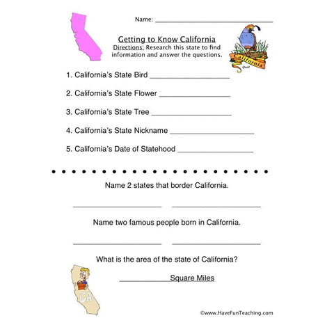 California Worksheet