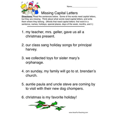 Capitalization Worksheet 5