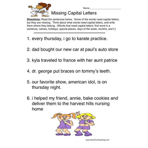 Capitalization Worksheet 6