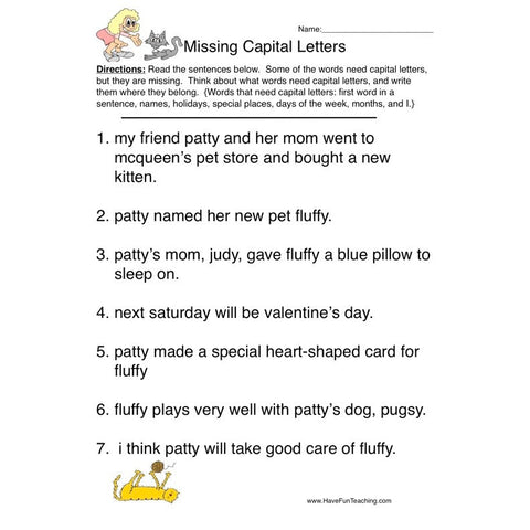 Capitalization Worksheet 7