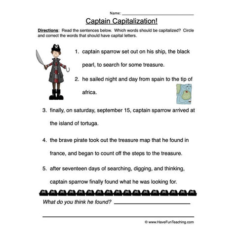 Capitalization Worksheet 9