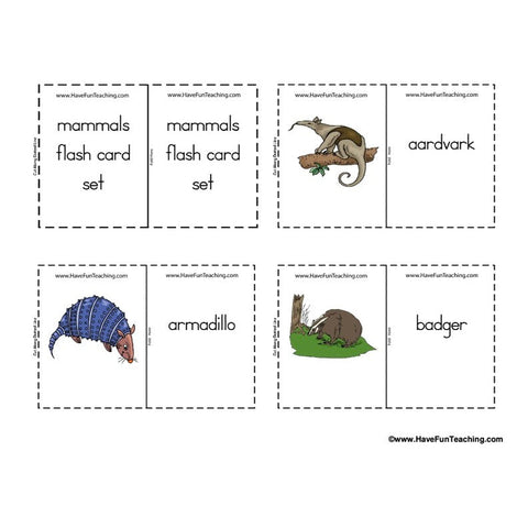 Cartoon Mammal Small Flash Cards