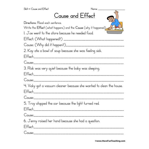 Cause and Effect Worksheet