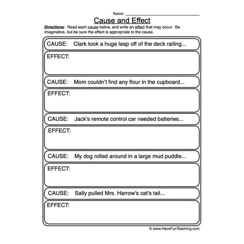 Cause Effect Worksheet