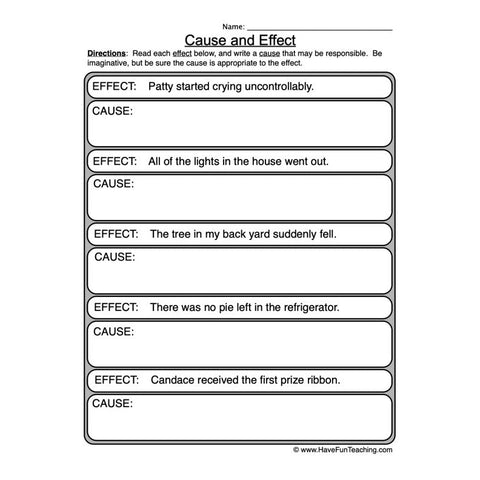 Cause Effect Worksheet 3