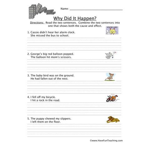 Cause Effect Worksheet 6