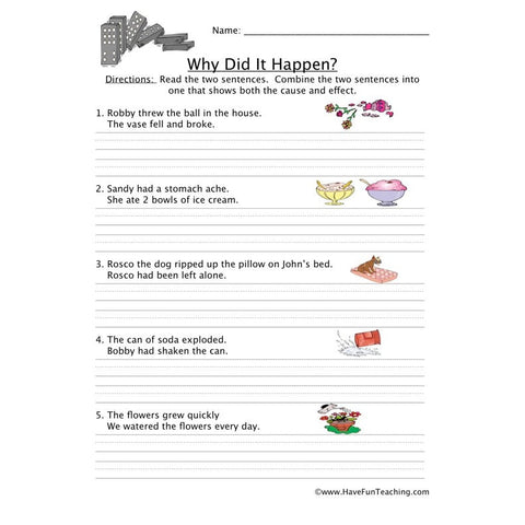 Cause Effect 6 Worksheet