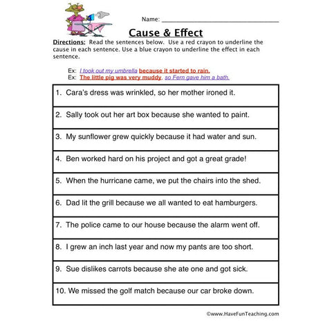 Cause Effect Worksheet 7