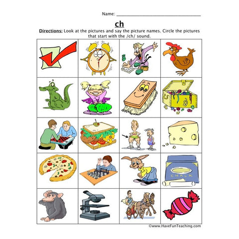 Ch Digraph Worksheet