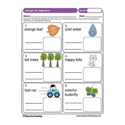 Change the Adjective Worksheet
