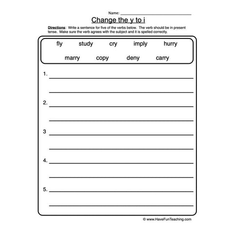 Change Y to I Worksheet 2
